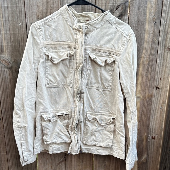 Free People tan utility jacket Size Medium - Picture 1 of 7